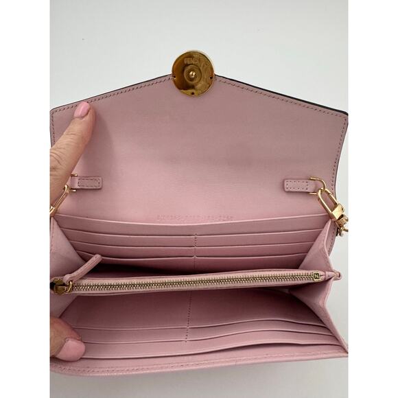 Fendi Pink Leather Wallet on Chain with Gold FF Logo and Chain Strap - Picture 3 of 7